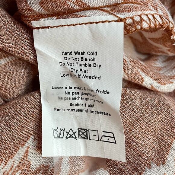 LUSH NEW ALMOND CREAM LEAF FLORAL CUTOUT JUMPSUIT BROWN SMALL - Picture 9 of 9